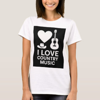 I Love Country Music" Retro Western Graphic – Guit T-Shirt