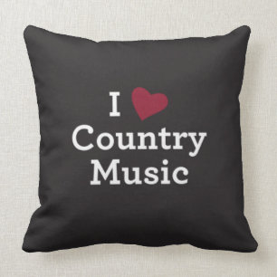 I Love Country Music Throw Pillow
