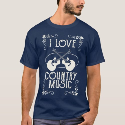 I Love Country Music Vintage Guitar Musician T_Shirt