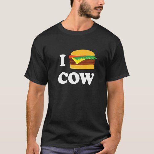 I Love Cow Fast Food Meat Graphic T-Shirt