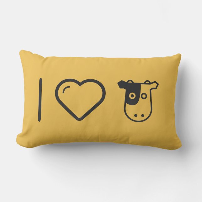 I Love Cow Heads Lumbar Pillow (Front)