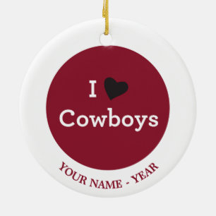 I Love Cowboys Ceramic Ornament