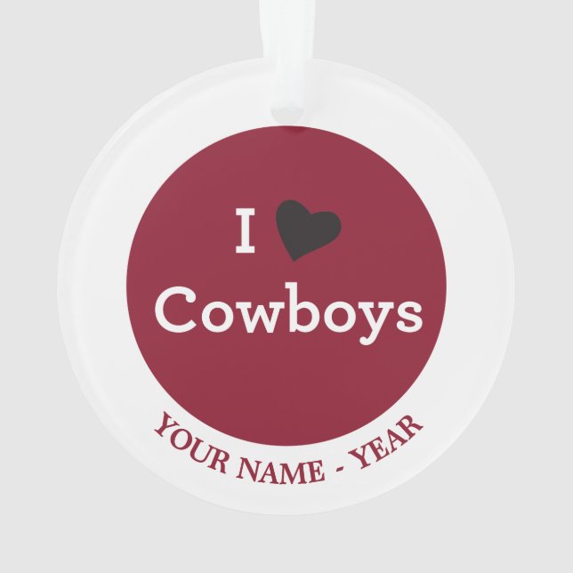 I Love Cowboys Ornament (Back)