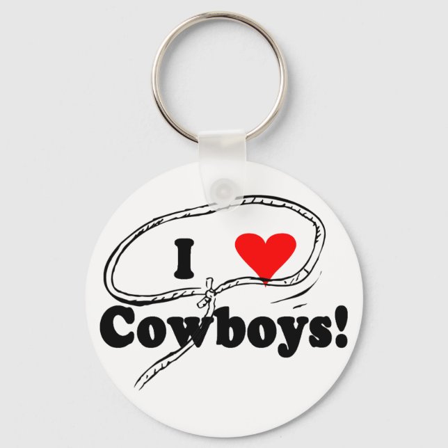 I Love Cowboys T-shirts and Gifts. Keychain (Front)