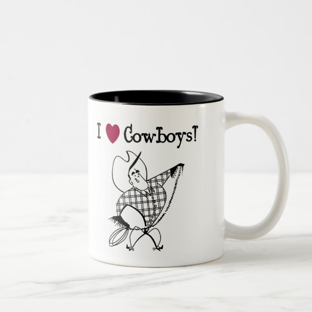 I Love Cowboys Two-Tone Coffee Mug (Right)
