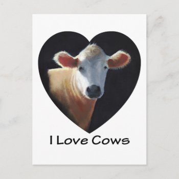 I Love Cows: Brown Cow In Oil Pastel Postcard by joyart at Zazzle