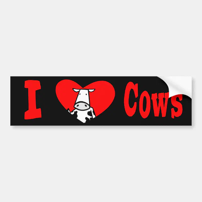 I Love Cows Bumper Sticker | Zazzle