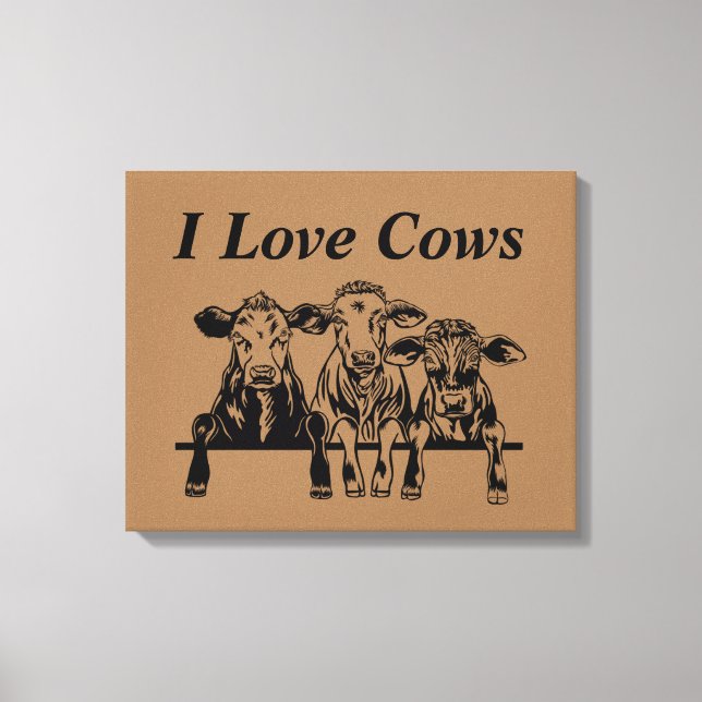 I Love Cows Canvas Print (Front)