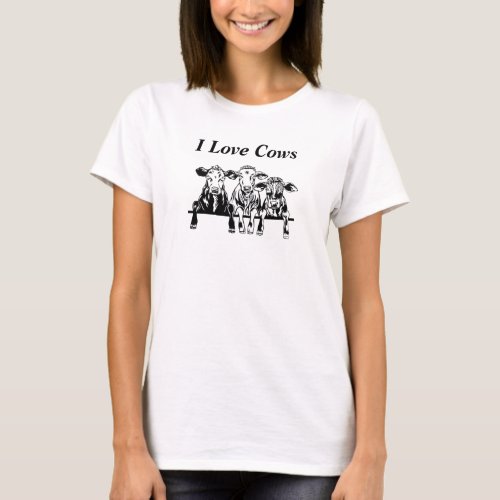 I Love Cows Funny T_Shirt