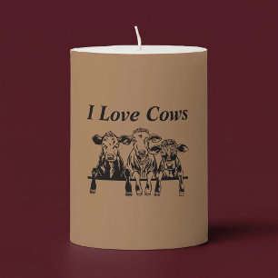 I Love Cows Pillar Candle