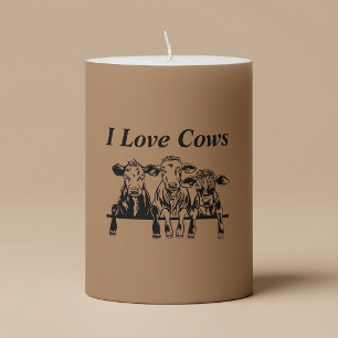 I Love Cows Pillar Candle