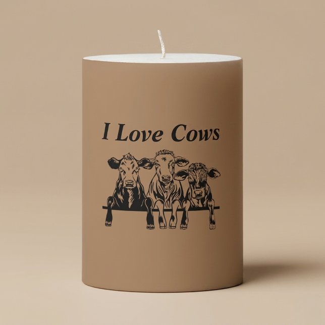 I Love Cows Pillar Candle (Creator Uploaded)
