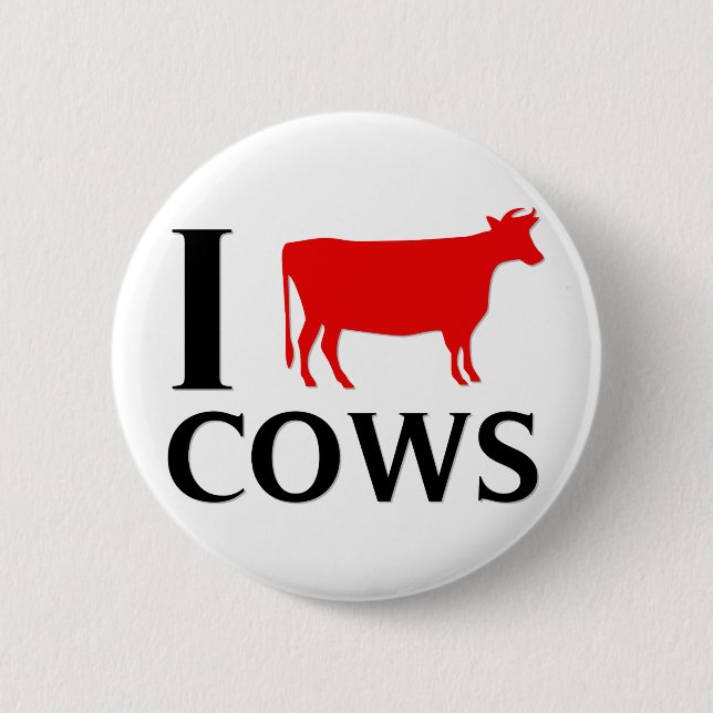I Love Cows Pinback Button (Front)