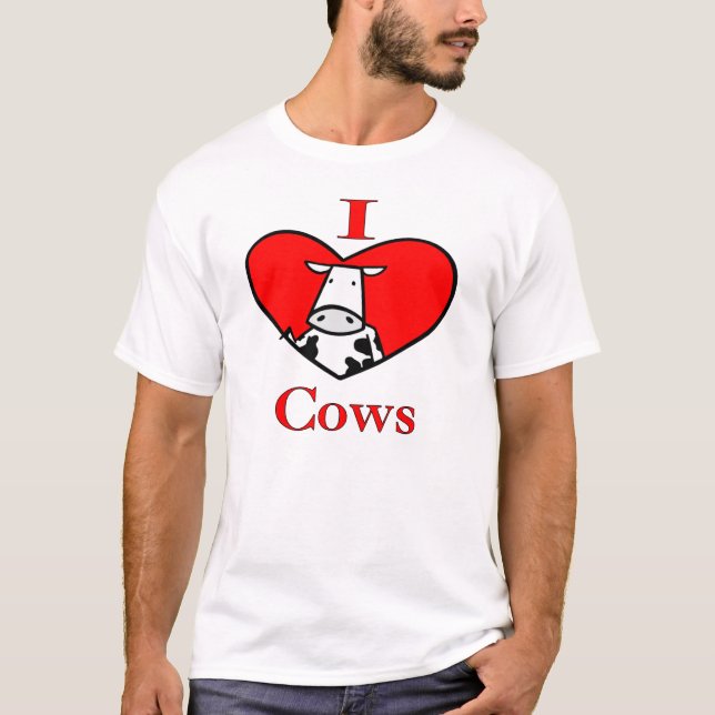 I Love Cows - Red T-Shirt (Front)