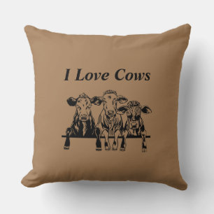 I Love Cows Throw Pillow
