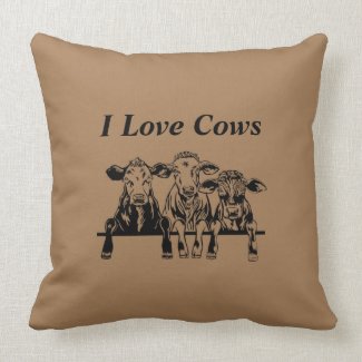 I Love Cows Throw Pillow