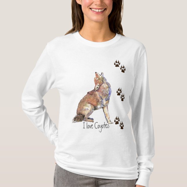 I love Coyotes  Tracks Animal Shirt (Front)