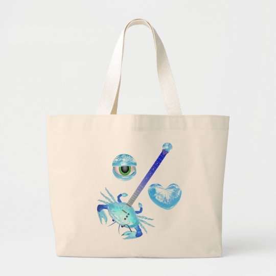 I love crab guitar by Valxart.com Large Tote Bag