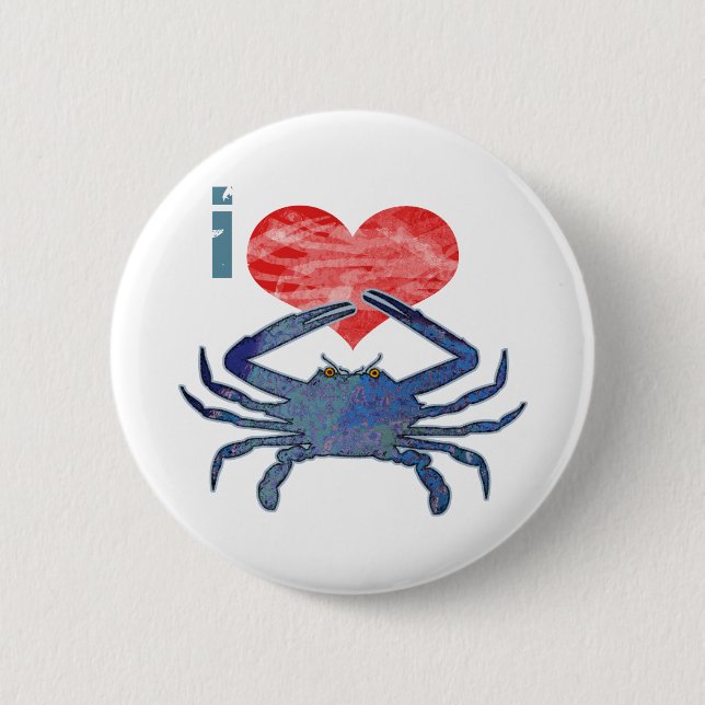 I Love Crab Pinback Button (Front)