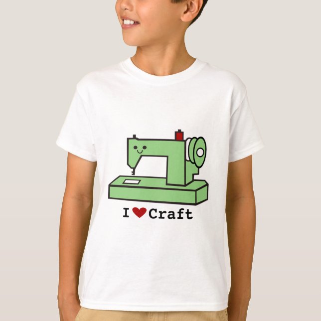 I Love Craft- Kawaii Sewing Machine T-Shirt (Front)