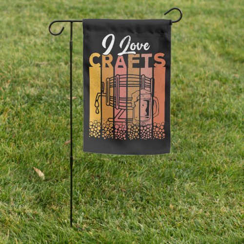 I Love Crafts_ I do Crafts Beer Vintage Retro 70s Garden Flag