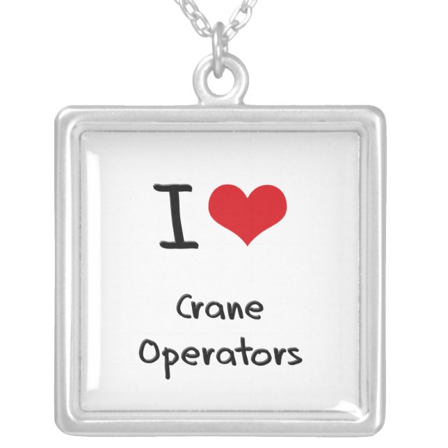 I love Crane Operators Silver Plated Necklace (Front)