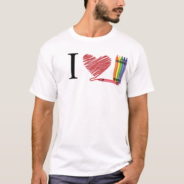 I Love Crayons T-Shirt (Front)