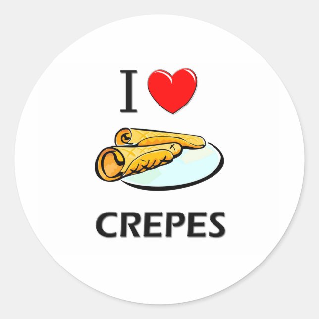 I Love Crepes Classic Round Sticker (Front)