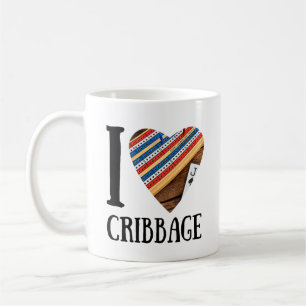 I love cribbage - heart coffee mug