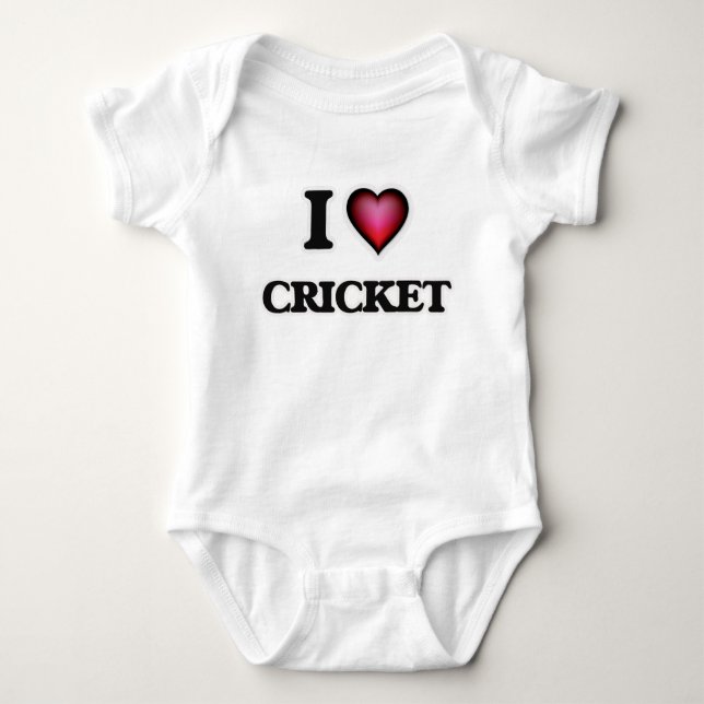 I Love Cricket Baby Bodysuit (Front)