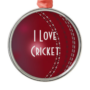 I Love Cricket, custom design, Metal Ornament