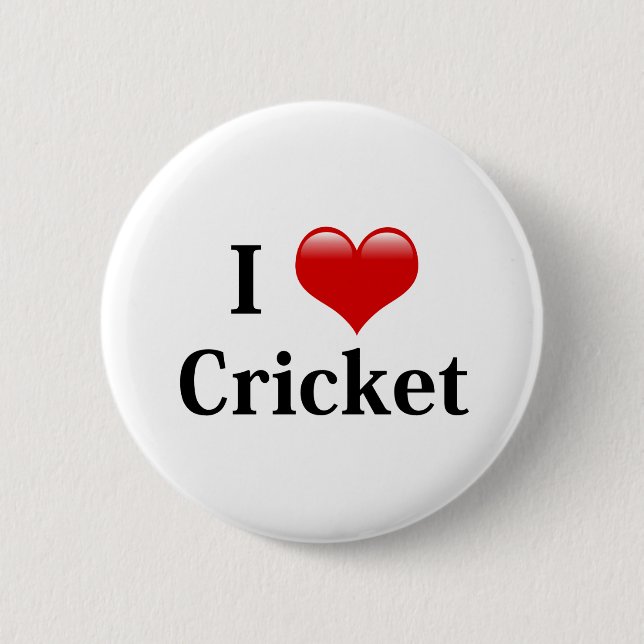 I Love Cricket Pinback Button (Front)