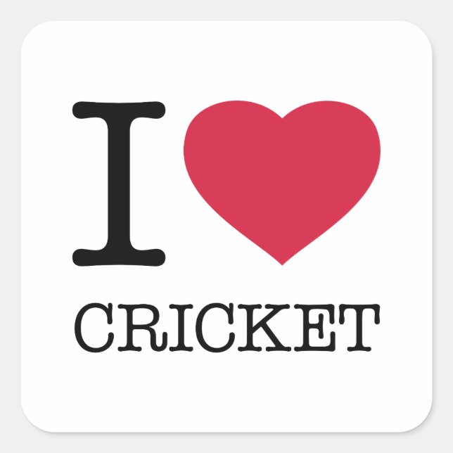 I LOVE CRICKET SQUARE STICKER (Front)