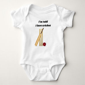 I Love Cricket With Wickets Design Baby Bodysuit