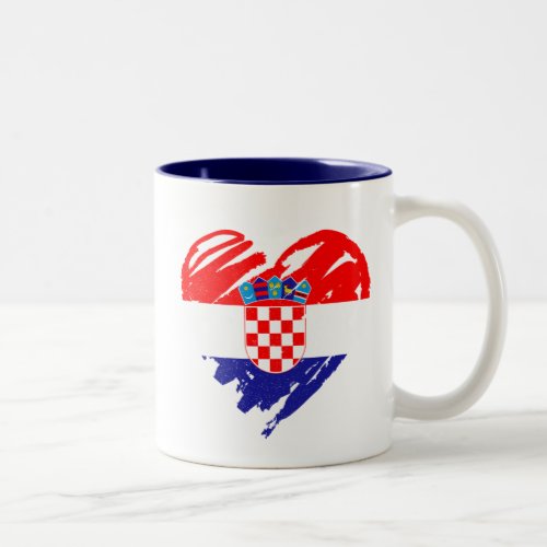 I Love Croatia _ Croatian Flag Heart Two_Tone Coffee Mug