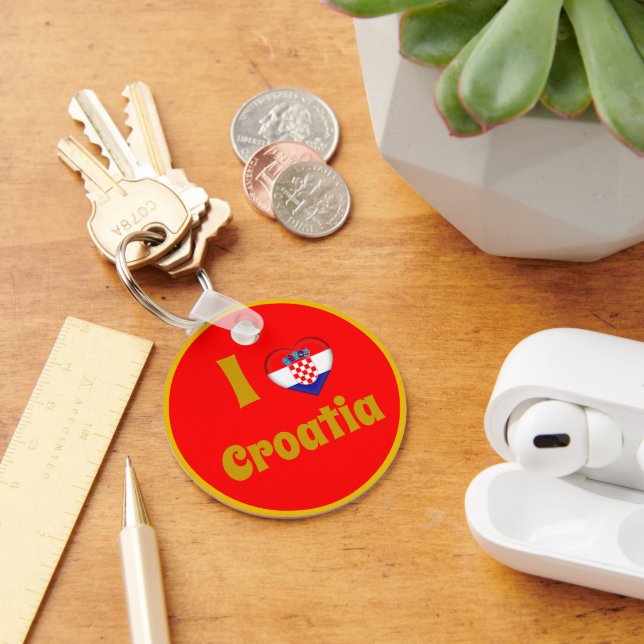 I love Croatia & Heart - country, travel / sports Keychain (Desk)