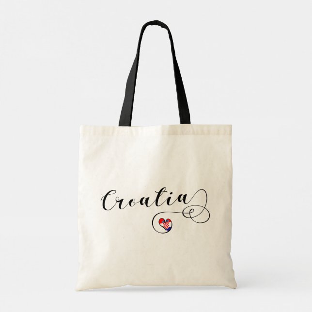 I Love Croatia, Heart, Croatian Tote Bag (Back)
