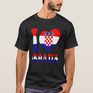 I Love Croatia I Love Zagreb Cool Croatia Flag Hea T-Shirt