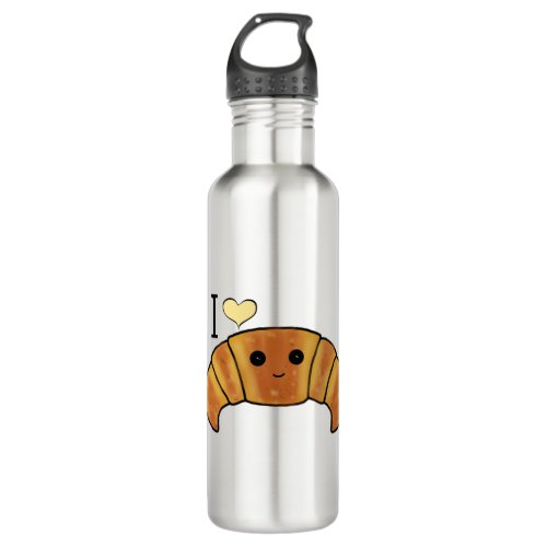 I love croissant funny quotes bakery pastries art stainless steel water bottle