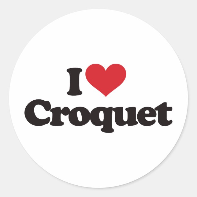 I Love Croquet Classic Round Sticker (Front)