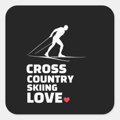  I love cross country skiing Stylish cross Square Sticker