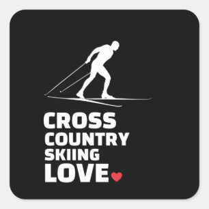  I love cross country skiing Stylish cross Square Sticker