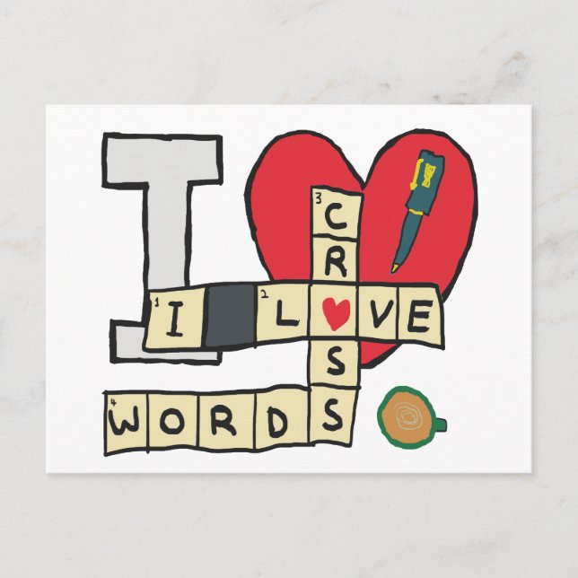 I Love Crossword Puzzles Postcard (Front)