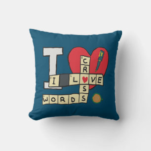 I Love Crossword Puzzles Throw Pillow
