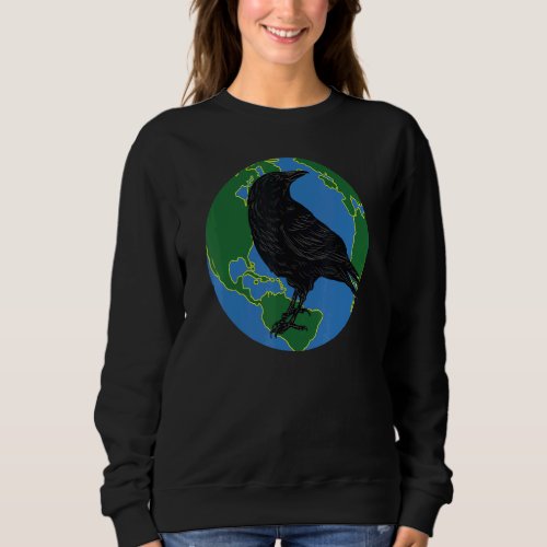 I Love Crows Raven Silhouette Bird Sweatshirt
