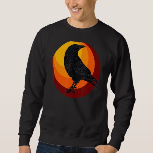 I Love Crows Vintage Sunset Bird Silhouette Sweatshirt