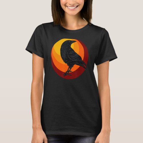 I Love Crows Vintage Sunset Bird Silhouette T_Shirt