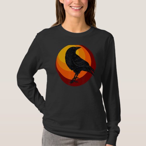 I Love Crows Vintage Sunset Bird Silhouette T_Shirt