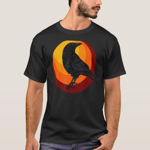 I Love Crows Vintage Sunset Bird Silhouette T_Shirt