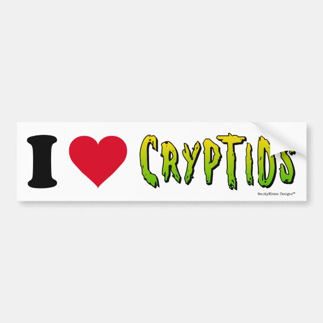 I Love Cryptids Bumper Sticker (Front)